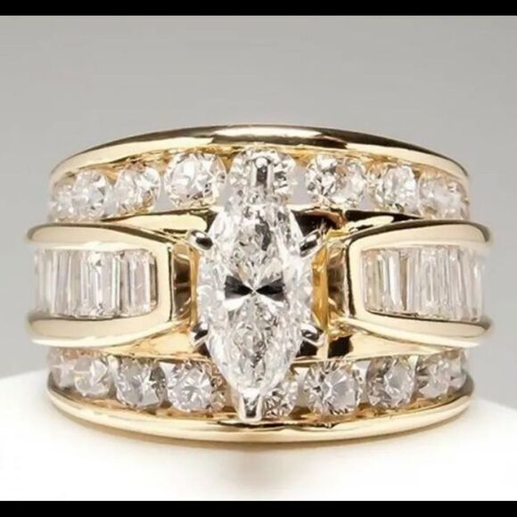 925 sterling silver gold plated ring - Picture 6 of 6